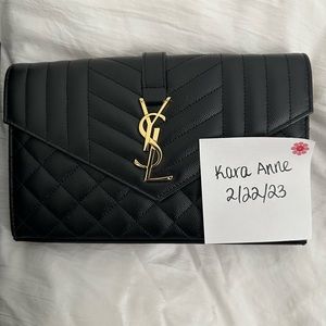 YSL Small Matelasse Envelope Black purse bag